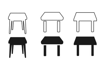 Vector Illustration of Various Tables in Outline and Solid Styles
