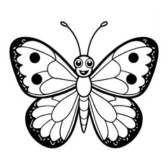 Cartoon  Clouded sulphur butterfly line art  isolated on White background 