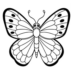  cartoon  Clouded sulphur butterfly line art  isolated on White background 