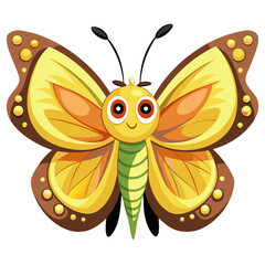 Cartoon  Clouded sulphur butterfly isolated on White background