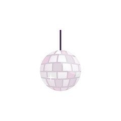 Disco ball flat vector icon, symbol music dance club of 70s, shiny hanging mirror sphere, retro festive party decoration