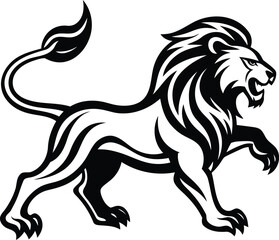 Beautiful Fierce Lion vector illustration, Premium quality fierce Lion silhouette vector art, fierce Lion line art vector