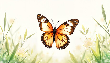 Obraz premium Elegant butterfly displaying beauty in a floral garden, nature's grace