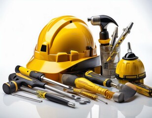 Set of construction tools isolated on white back ground 