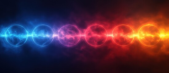 Fototapeta premium Abstract energy flow with glowing circles and vibrant color gradients.