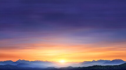 Fototapeta premium Serene sunrise paints majestic mountains with warm golden light. AI Generated