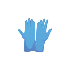 Pair of medical gloves flat vector icon, blue disposable nitrile gloves, personal protective equipment, hygiene concept