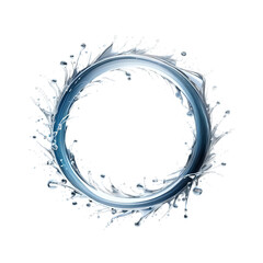 Blue Water Splash Circle Frame on Transparent Background - Dynamic Liquid Ring for Logo Design, Product Display and Creative Projects