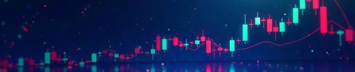 Fototapeta premium Trending stock graph with bullish candles on a blue background, upward trend, stock trading, financial growth