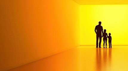 Family silhouette, bright room, hope, future, family unity, website banner