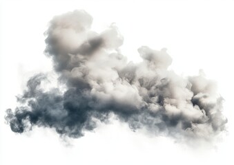 Naklejka premium Dark grey smoke plume isolated on white background, design element