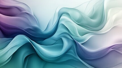 Abstract Pastel Swirls Softly Flowing Dreamy Teal Purple Background. AI Generated