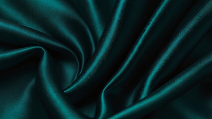 Fototapeta premium Dark Green Silk Fabric with Soft, Elegant Folds and Shiny Texture
