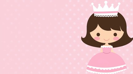 Princess cartoon, pink background, party invitation