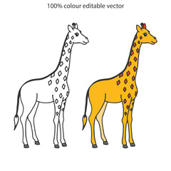 Giraffe silhouette vector illustration art design. Giraffe vector design isolated on white background. Wild animals, wild creatures, wildlife concept. Cartoon animal in flat style.