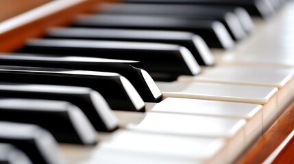 A close up of a piano keyboard with black and white keys