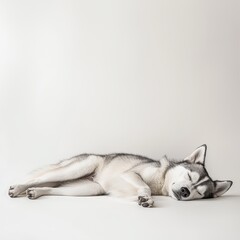 Siberian Husky Relaxing Comfortably with Paw Stretched Out