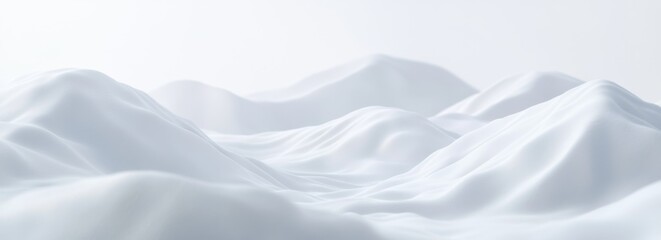 White fabric mountains, soft light, studio backdrop, product display