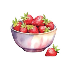 watercolors delicious bowl of fresh strawberries  illustration