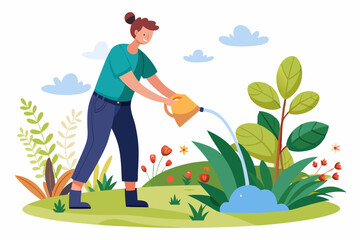 gardener watering plants