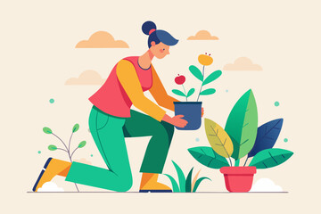 colorful illustration of a person gardening
