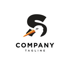 Letter S Stork Logo Icon Vector