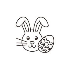 Easter bunny and colorful eggs vector icon