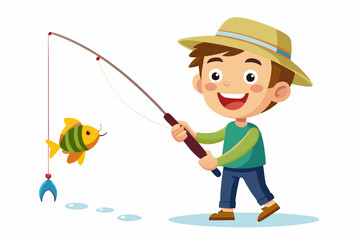 Fototapeta premium boy fishing with a fishing rod