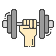 Dumbbell Icon - with Hand Lifting Weight Representing Fitness and Gym Workouts