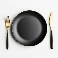 fork and black plate