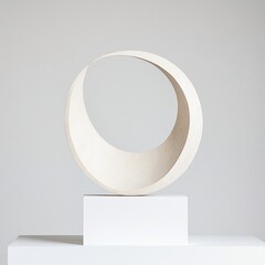 Elegant off-white sculpture softly lit creating serene minimalist ambiance. AI Generated