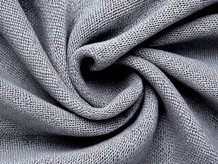 A close up shot of a gray fabric with a white background