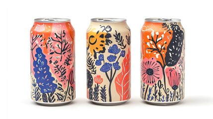 A craft beer can with a textured paper label and a vibrant, artistic design