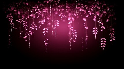 Glowing Pink Leaves and Lights Hanging Decor
