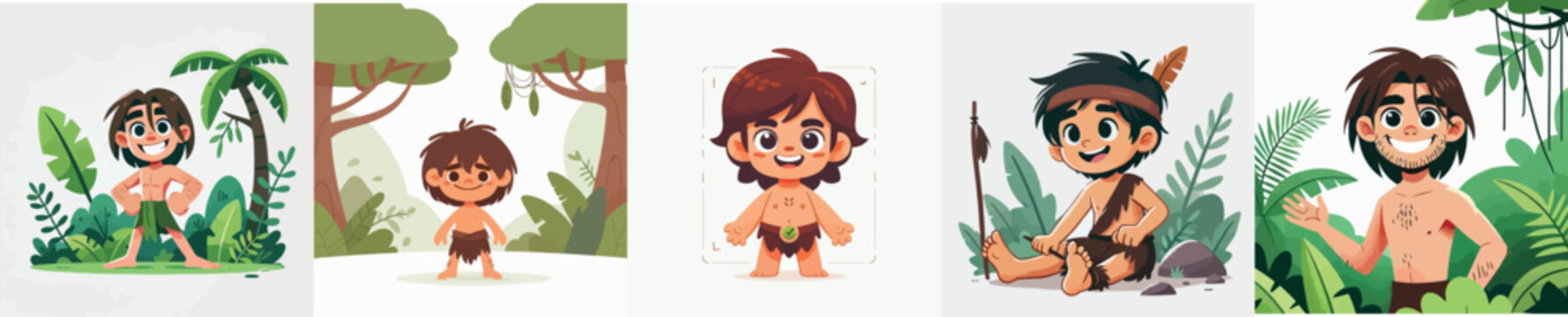 vector set of tarzan characters