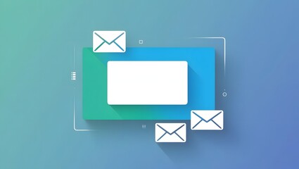 Email Messages with UI Design Elements on Gradient Blue Background
