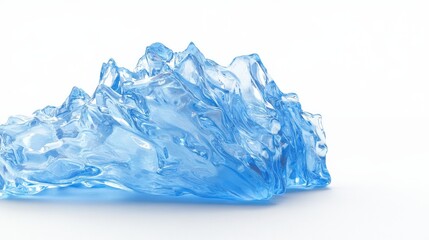Fototapeta premium Abstract representation of a crystalline blue ice formation on a clean white background