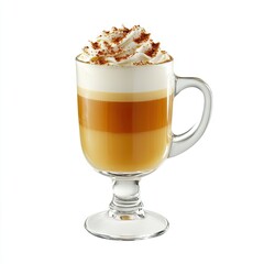 Layered coffee drink with whipped cream, dessert cafe, beverage