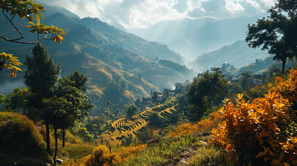 Fototapeta premium Sunrise In The Alpine Mountains