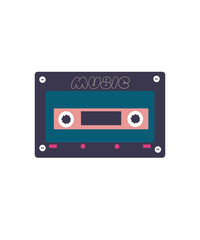 vector music cassette from the old 90s , a rare cassette on a white background in a flat illustration