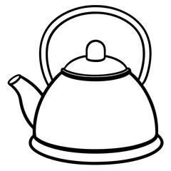 Stylized Tea Kettle Line Art for Vector Projects