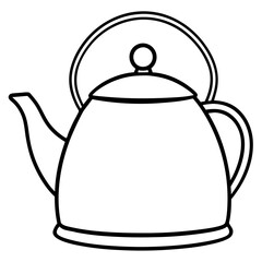 Stylized Tea Kettle Line Art for Vector Projects