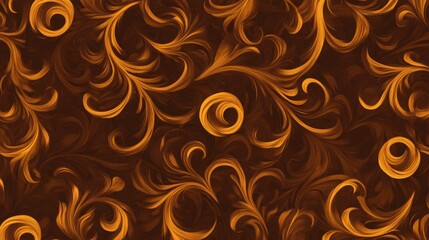 Golden Baroque Floral Swirl Design Pattern