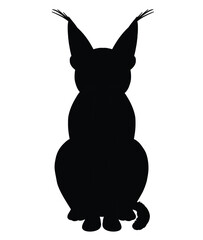 Cute cartoon hand drawn vector caracal cat icon silhouette.