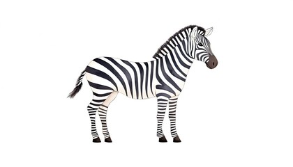 Fototapeta premium A realistic illustration of a zebra standing on a white background, showcasing its distinctive stripes