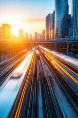 Obraz premium A city with a zero-emissions public transportation network.