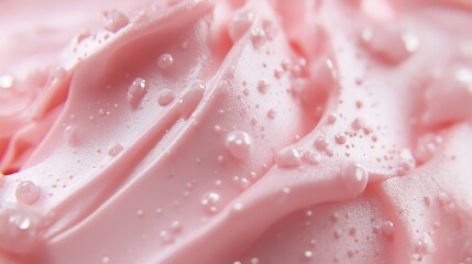 Pink Cream Texture With Water Droplets