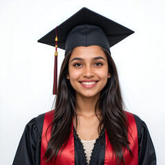 Indian female graduate with graduation hat 