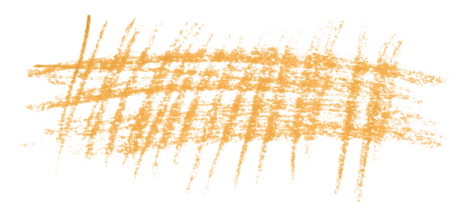 Orange pencil strokes isolated on transparent background