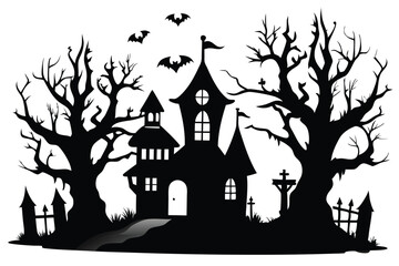 Halloween Haunted house silhouette